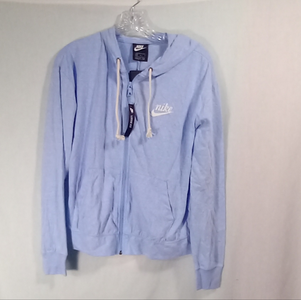 Nike Gym Vintage Light Blue Full Zip Loose Fit Hoodie Size M